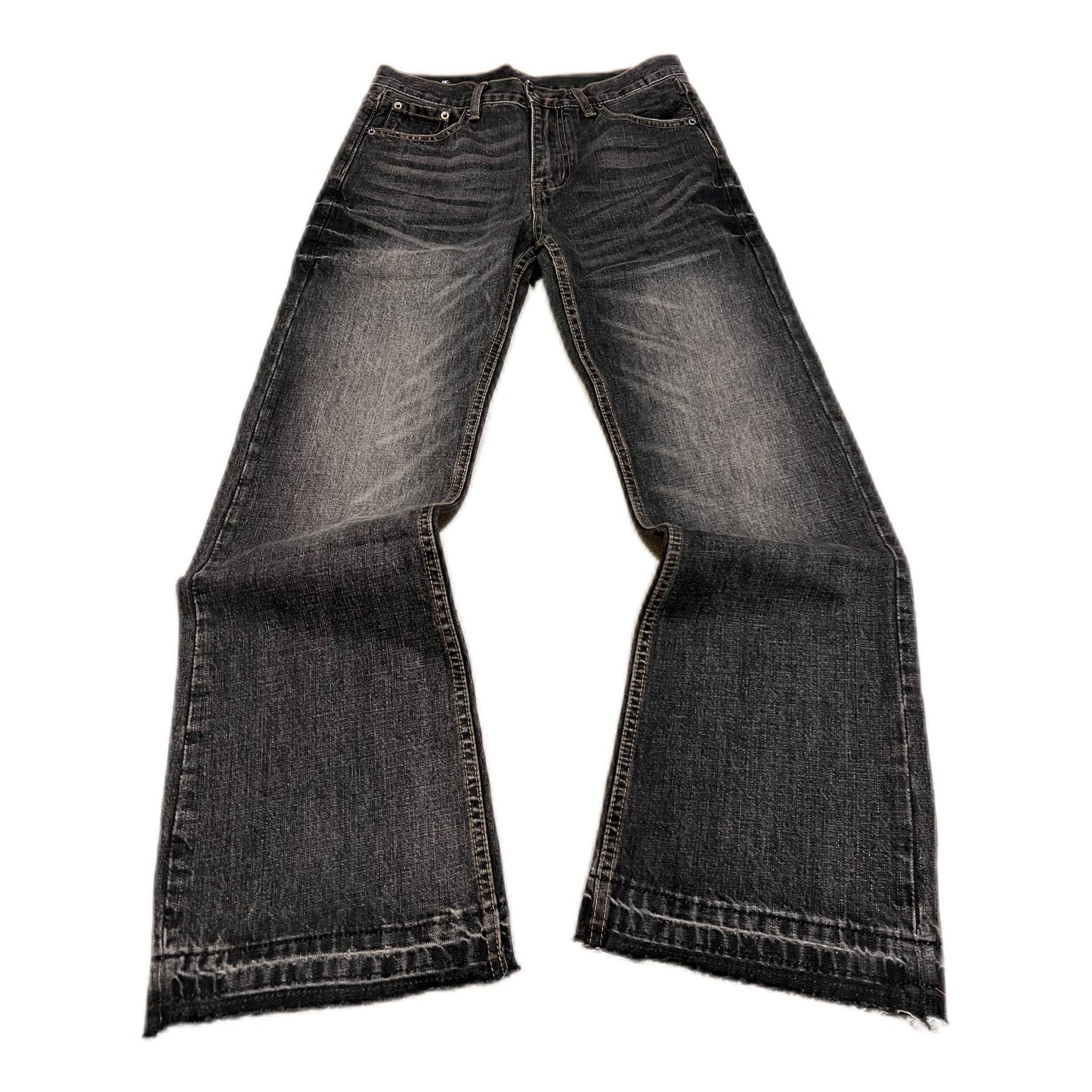 WASHED FLARED RAW-EDGE JEANS