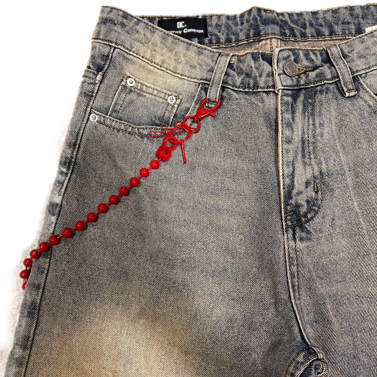 VINTAGE FLARED RED CHAIN JEANS