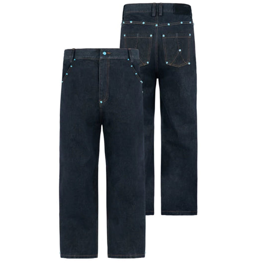 STONE STUDDED 13.8 oz RAW DENIM