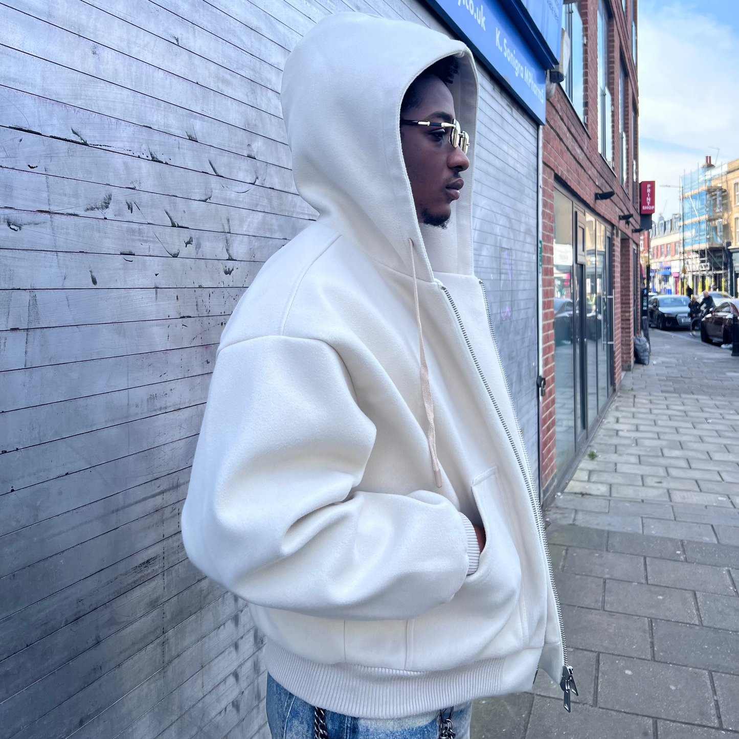 Z-II BEIGE ZIP-UP HOODIE