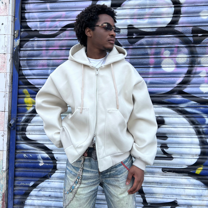 Z-II BEIGE ZIP-UP HOODIE
