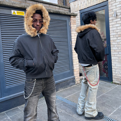 FUR ZIP-UP HOODIE