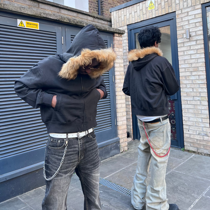FUR ZIP-UP HOODIE