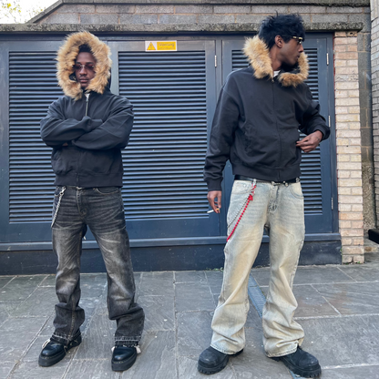 FUR ZIP-UP HOODIE