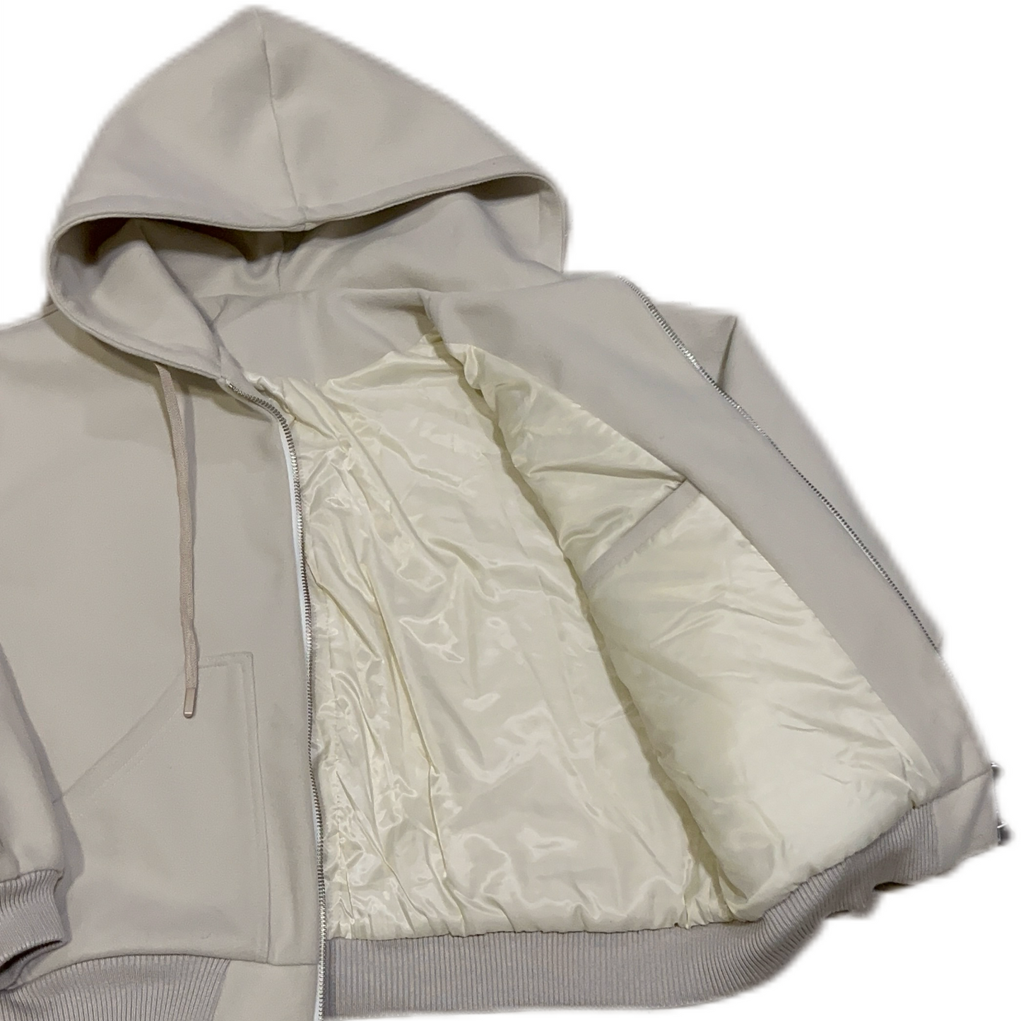 Z-II BEIGE ZIP-UP HOODIE