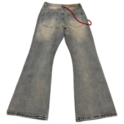 VINTAGE FLARED RED CHAIN JEANS